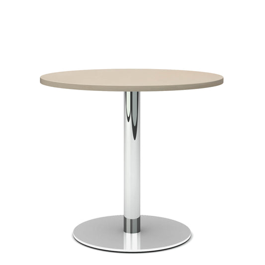 OPTIMA meeting table | Round, chrome frame, Ø 800 mm, maple