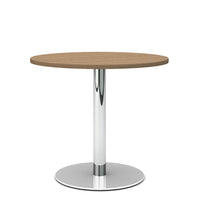 OPTIMA meeting table | Round, chrome frame, Ø 800 mm, amber oak