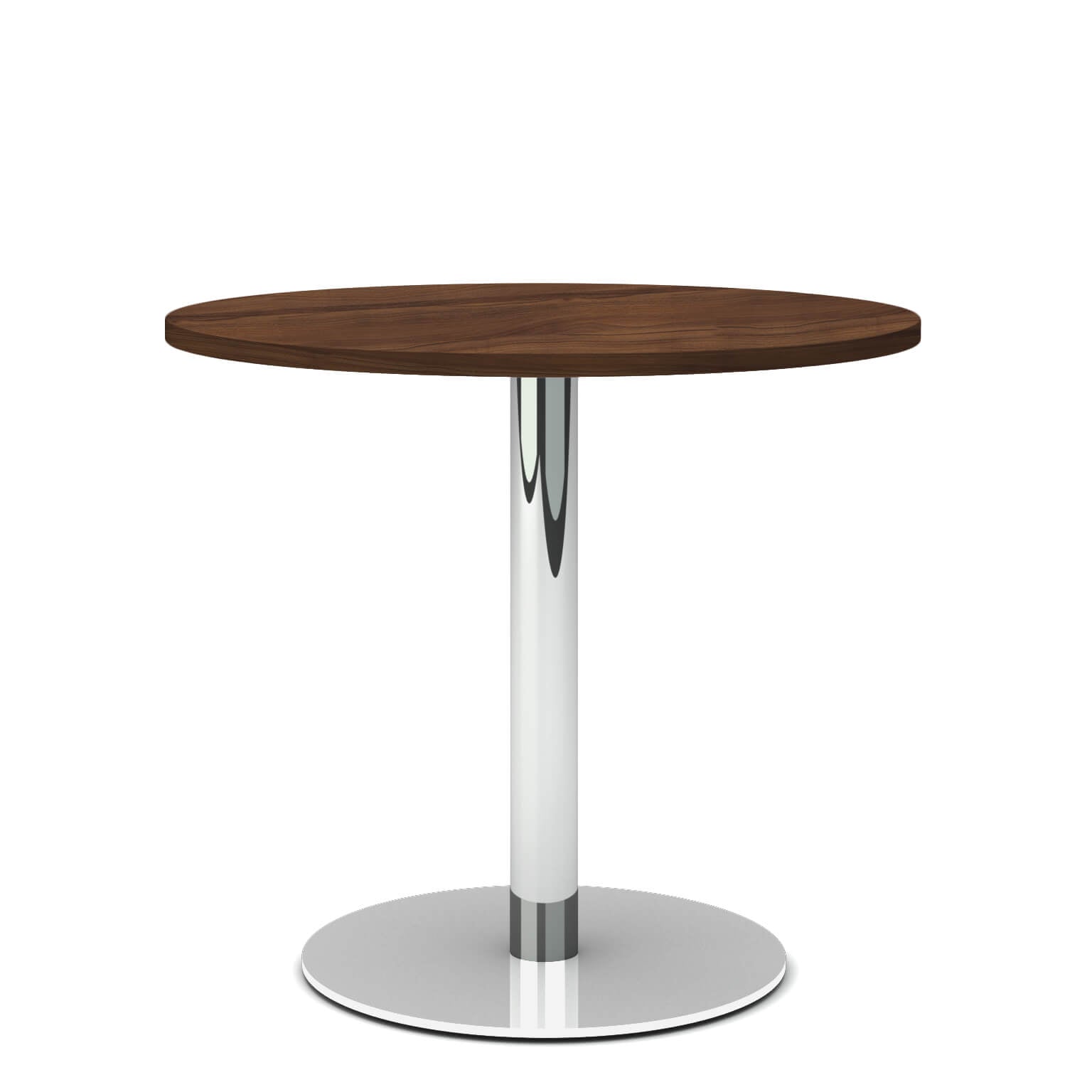 OPTIMA Besprechungstisch | Rund, Gestell Chrom, Ø 800 mm, Nussbaum