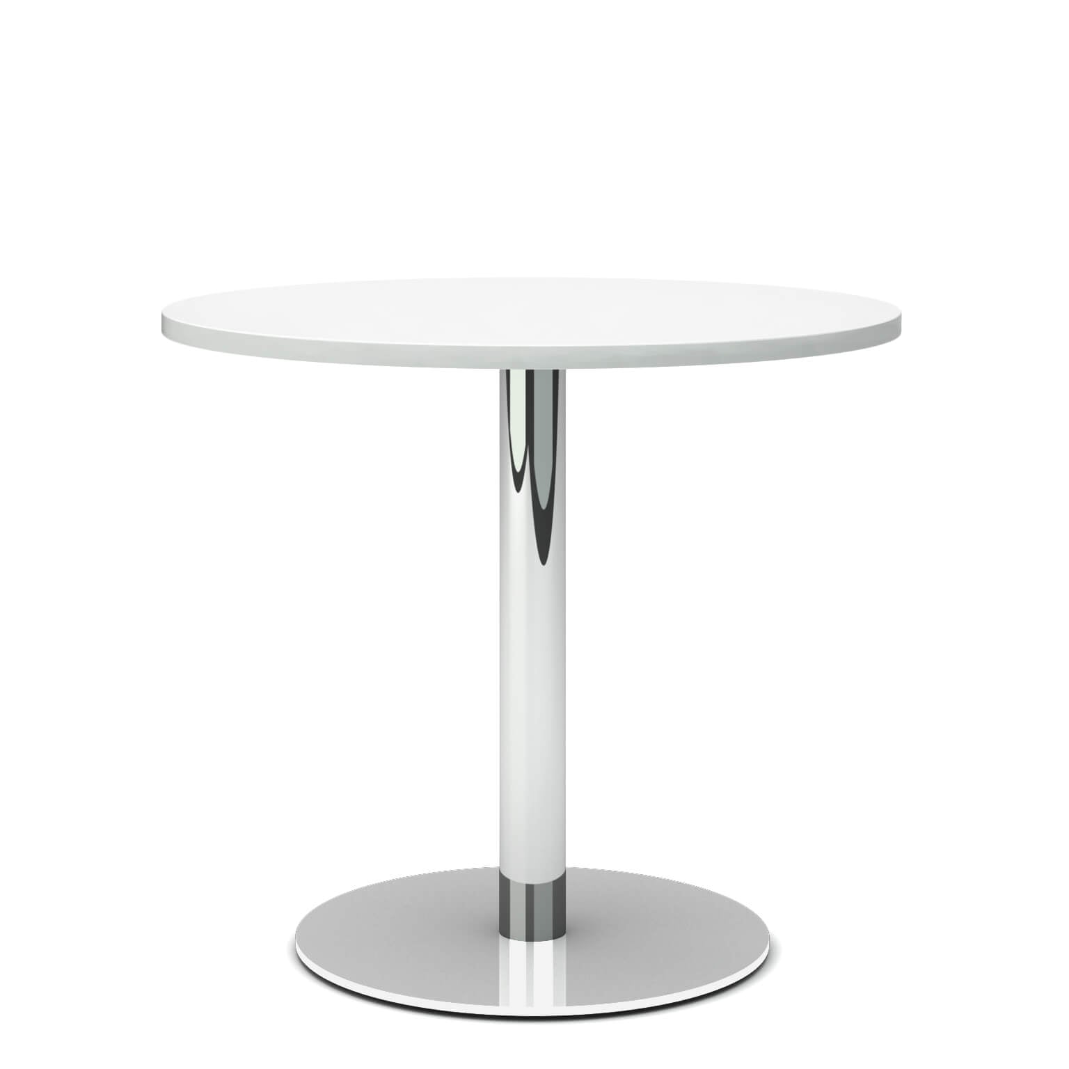 OPTIMA Tabella delle riunioni | Rotondo, cornice cromo, Ø 800 mm, bianco