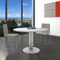 OPTIMA Tabella delle riunioni | Fiame arrotondato, argento, Ø 1200 mm, grigio perla