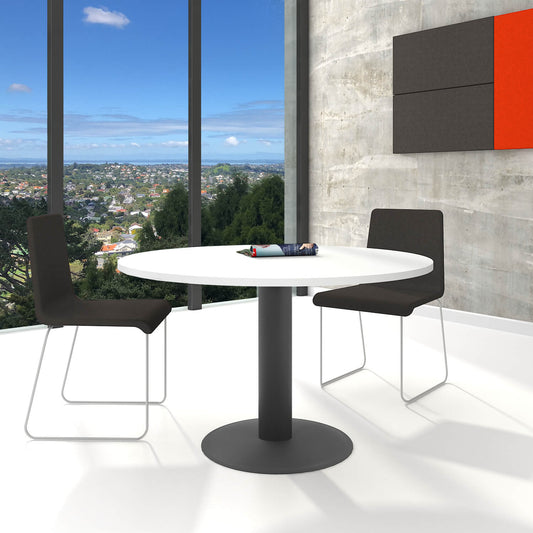 OPTIMA Meeting table | Round, frame anthracite, Ø 1200 mm, white
