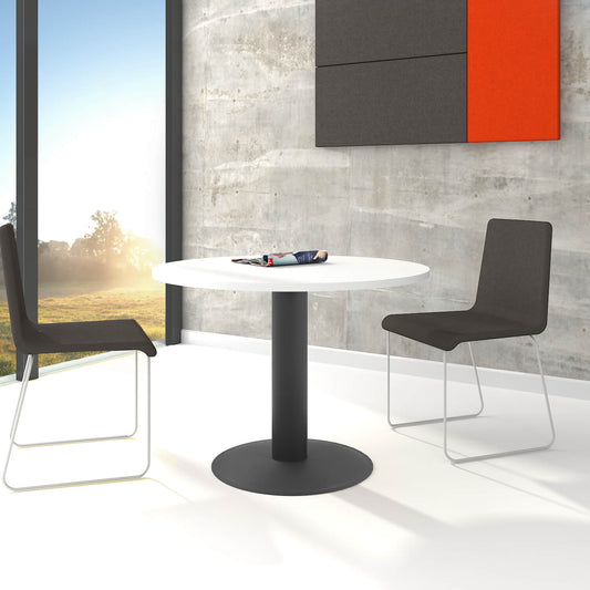 Table de réunion OPTIMA | Cadre rond, anthracite, Ø 1000 mm, blanc