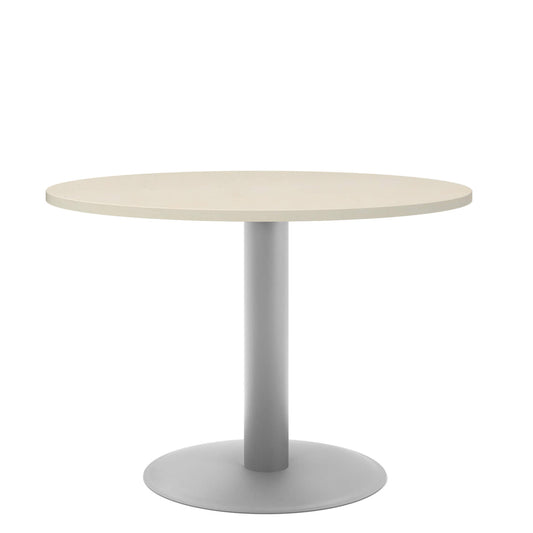 Table de réunion OPTIMA | Rond, cadre argenté, Ø 1000 mm, érable