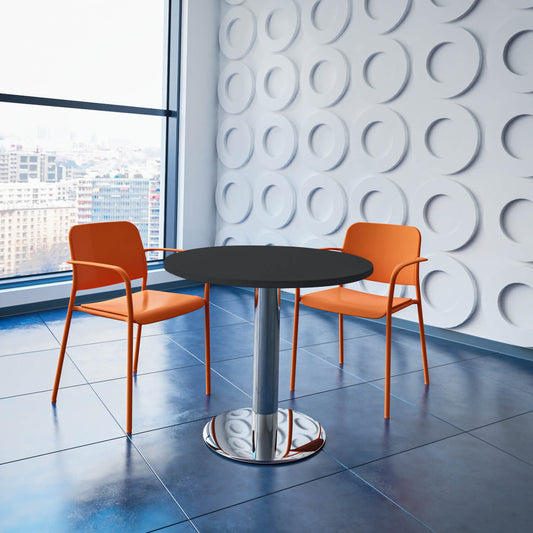 OPTIMA meeting table | Round, chrome frame, Ø 800 mm, anthracite