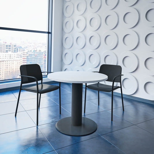 OPTIMA Meeting table | Round, frame anthracite, Ø 800 mm, white