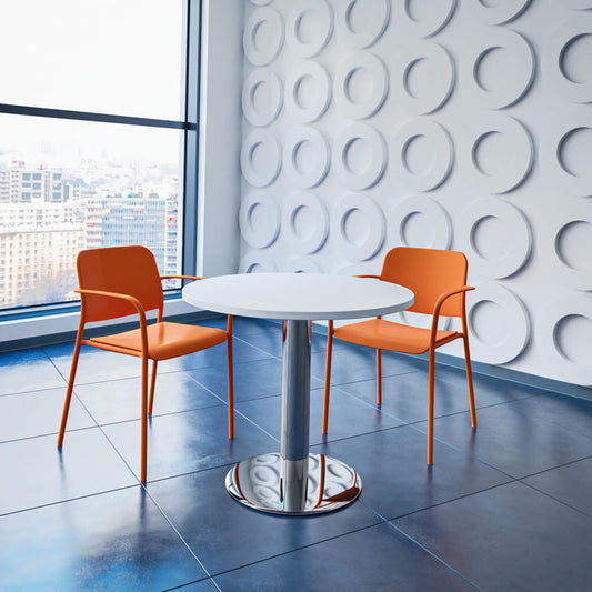 OPTIMA Meeting table | Round, frame chrome, Ø 800 mm, white