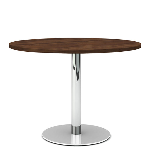 OPTIMA meeting table | Round, chrome frame, Ø 1000 mm, walnut