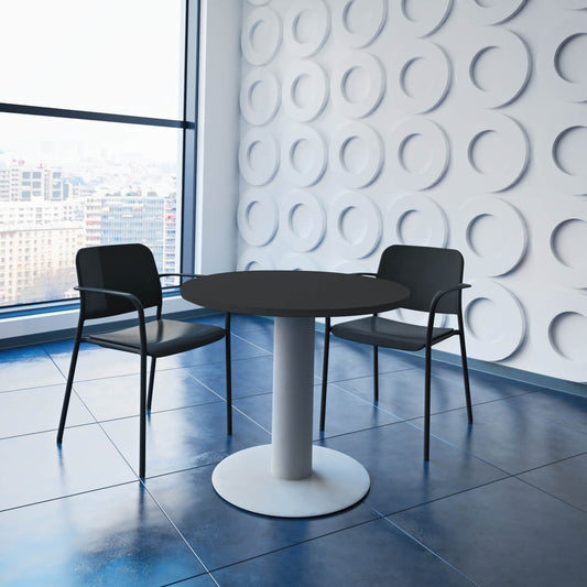 Table de réunion OPTIMA | Cadre rond, argenté, Ø 800 mm, anthracite