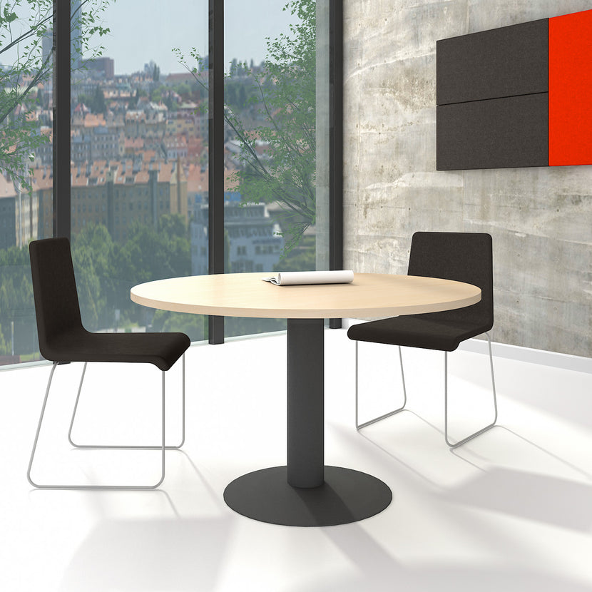OPTIMA Tableau de réunion | Rond, cadre d'anthracite, Ø 1200 mm, érable