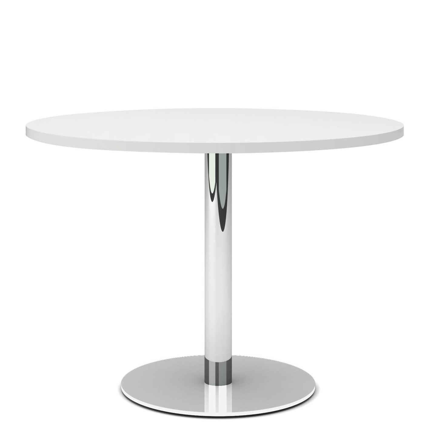 OPTIMA Table de réunion | Ronde, piètement chromé, Ø 1000 mm, blanc