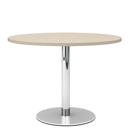 OPTIMA meeting table | Round, chrome frame, Ø 1000 mm, maple