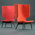 TWIST&SIT Wingback armchair | Solid wood frame, wool upholstery VELITO  - 3 Thumbnail Image