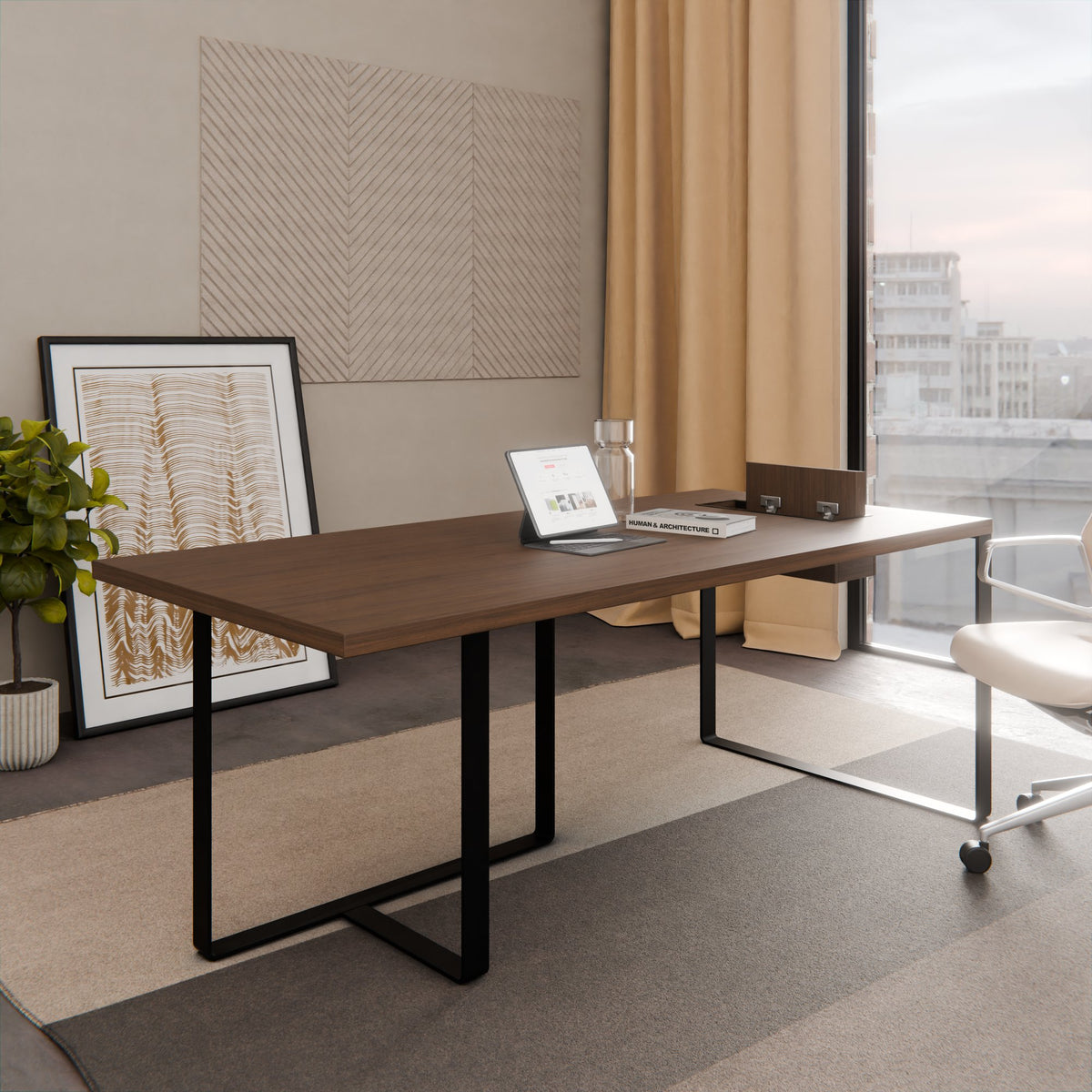 PLANA Chefschreibtisch | 1800-2200 x 750 mm, Melamin oder Echtholzfurnier