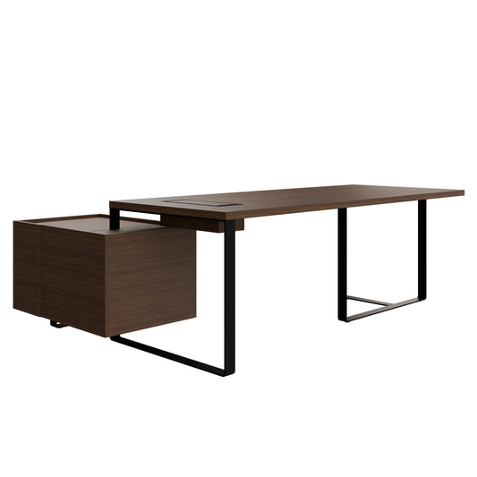 PLANA Chefschreibtisch | 2040-2440 x 750 mm, integriertes Lowboard