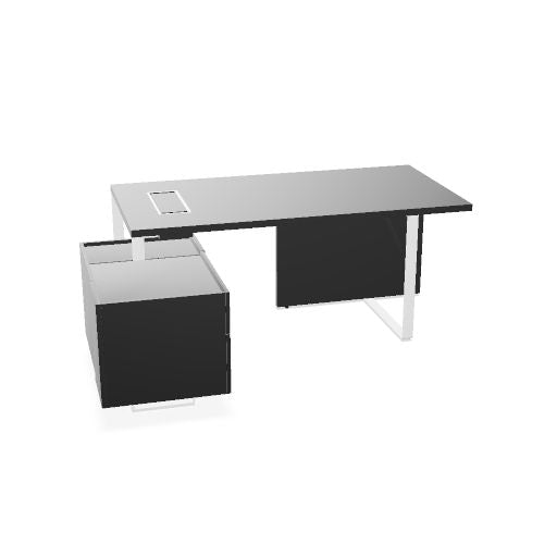 PLANA Chefschreibtisch | 2040-2440 x 750 mm, integriertes Lowboard