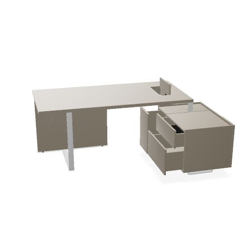 PLANA Chefschreibtisch | 2040-2440 x 750 mm, integriertes Lowboard