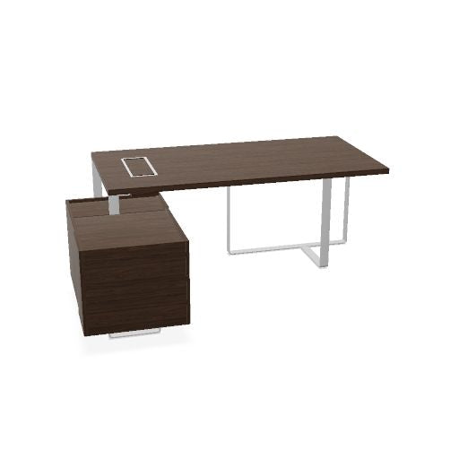 PLANA Chefschreibtisch | 2040-2440 x 750 mm, integriertes Lowboard