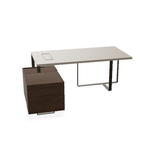 PLANA Chefschreibtisch | 2040-2440 x 750 mm, integriertes Lowboard