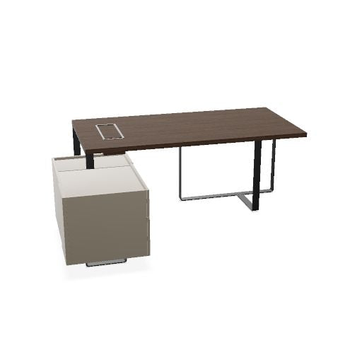 PLANA Chefschreibtisch | 2040-2440 x 750 mm, integriertes Lowboard