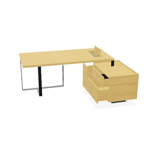 PLANA Chefschreibtisch | 2040-2440 x 750 mm, integriertes Lowboard