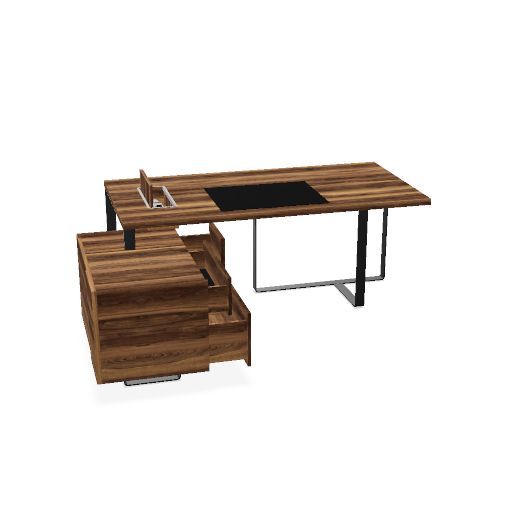 PLANA Chefschreibtisch | 2040-2440 x 750 mm, integriertes Lowboard