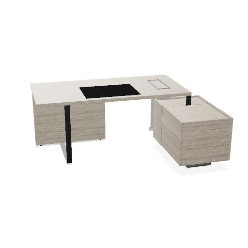 PLANA Chefschreibtisch | 2040-2440 x 750 mm, integriertes Lowboard