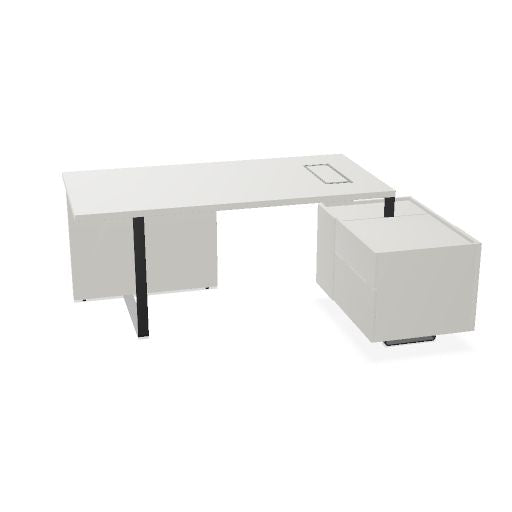 PLANA Chefschreibtisch | 2040-2440 x 750 mm, integriertes Lowboard