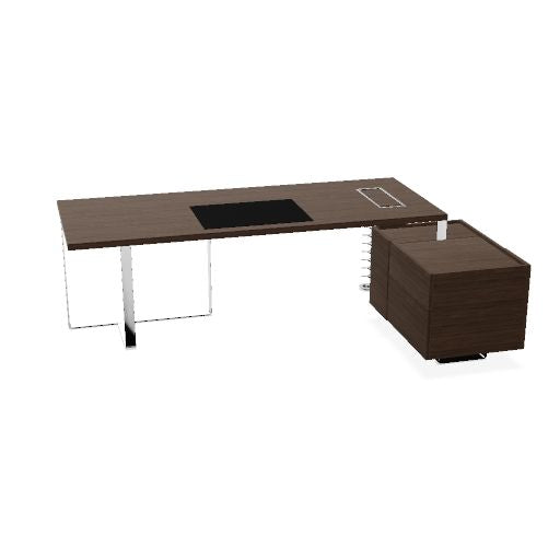 PLANA Chefschreibtisch | 2040-2440 x 750 mm, integriertes Lowboard