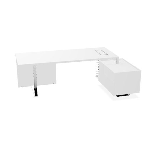 PLANA Chefschreibtisch | 2040-2440 x 750 mm, integriertes Lowboard