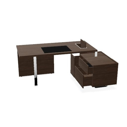 PLANA Chefschreibtisch | 2040-2440 x 750 mm, integriertes Lowboard