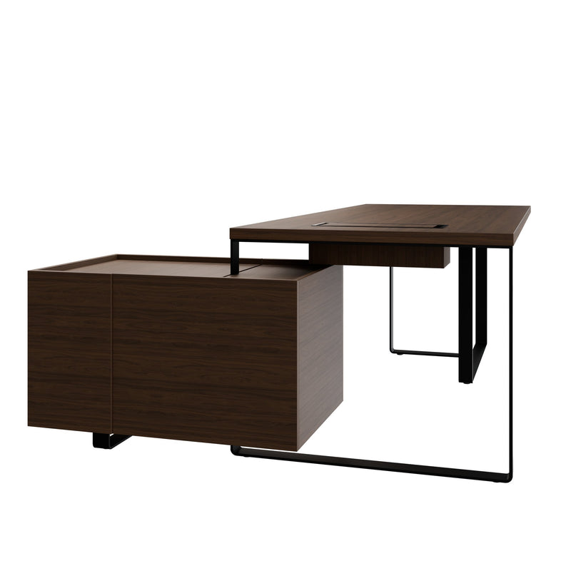 PLANA Chefschreibtisch | 2040-2440 x 750 mm, integriertes Lowboard - 4 Main Image