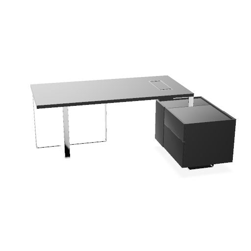 PLANA Chefschreibtisch | 2040-2440 x 750 mm, integriertes Lowboard