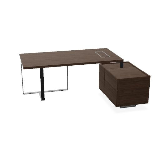 PLANA Chefschreibtisch | 2040-2440 x 750 mm, integriertes Lowboard