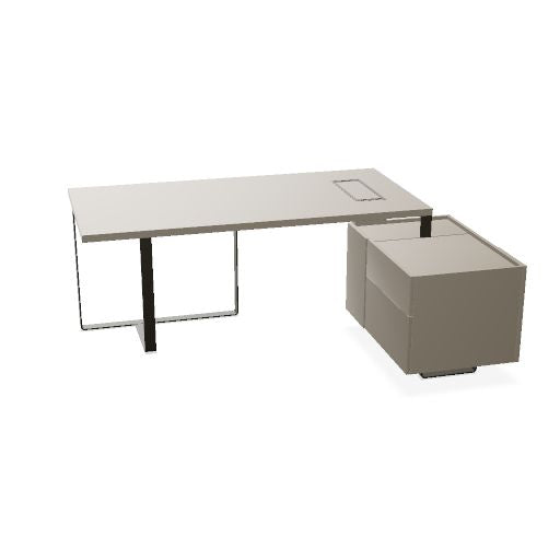 PLANA Chefschreibtisch | 2040-2440 x 750 mm, integriertes Lowboard