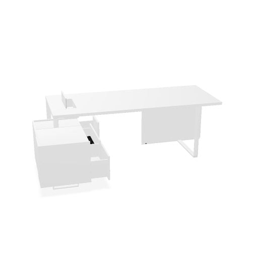 PLANA Chefschreibtisch | 2040-2440 x 750 mm, integriertes Lowboard