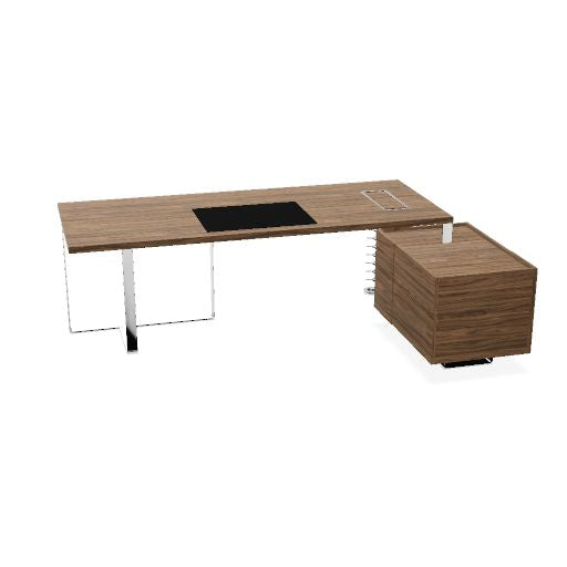 PLANA Chefschreibtisch | 2040-2440 x 750 mm, integriertes Lowboard