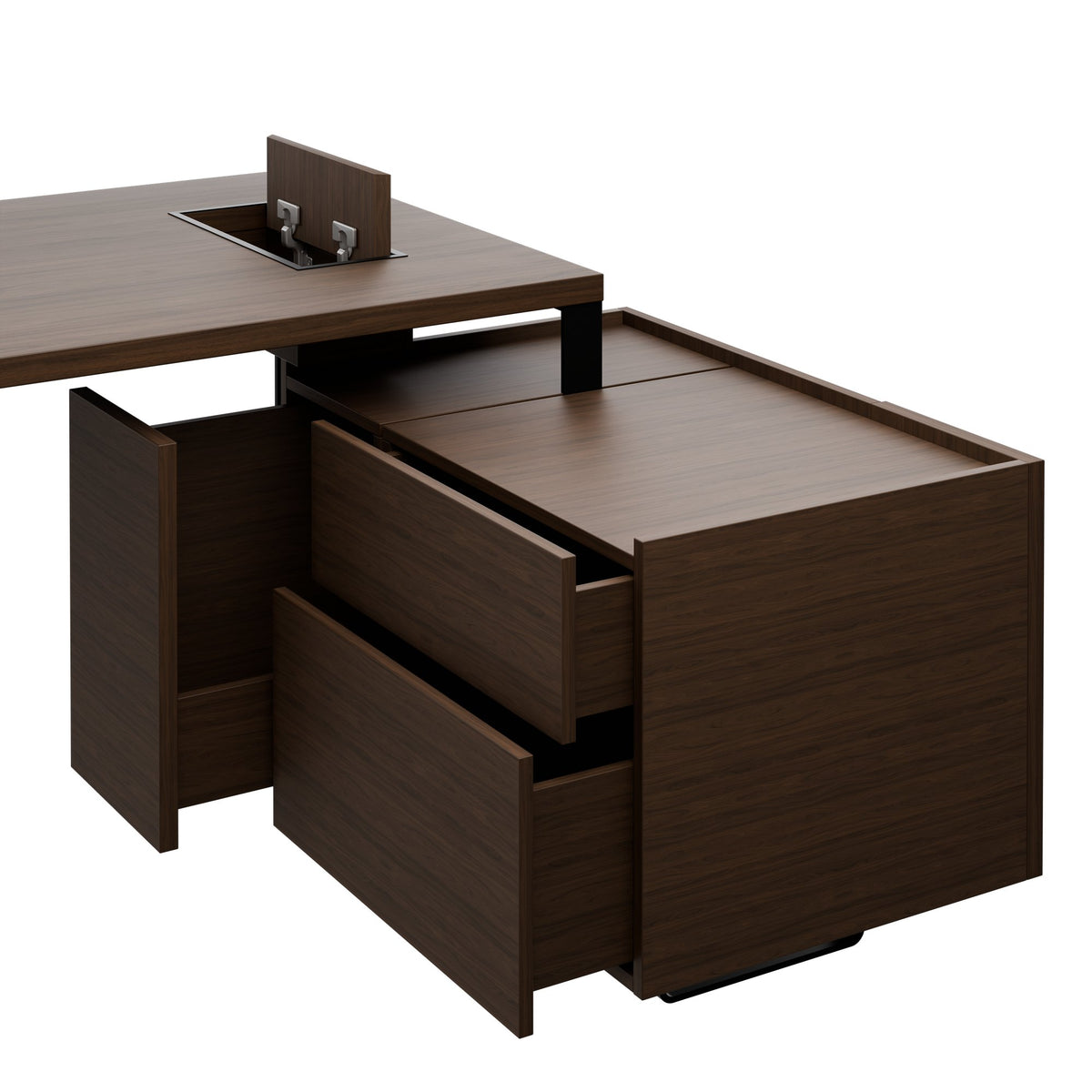 PLANA Chefschreibtisch | 2040-2440 x 750 mm, integriertes Lowboard - 5 Lightbox Main Image