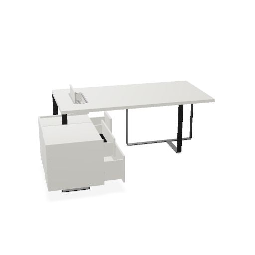 PLANA Chefschreibtisch | 2040-2440 x 750 mm, integriertes Lowboard