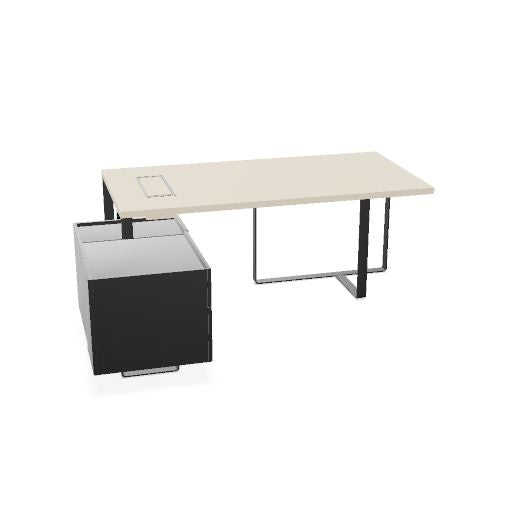 PLANA Chefschreibtisch | 2040-2440 x 750 mm, integriertes Lowboard