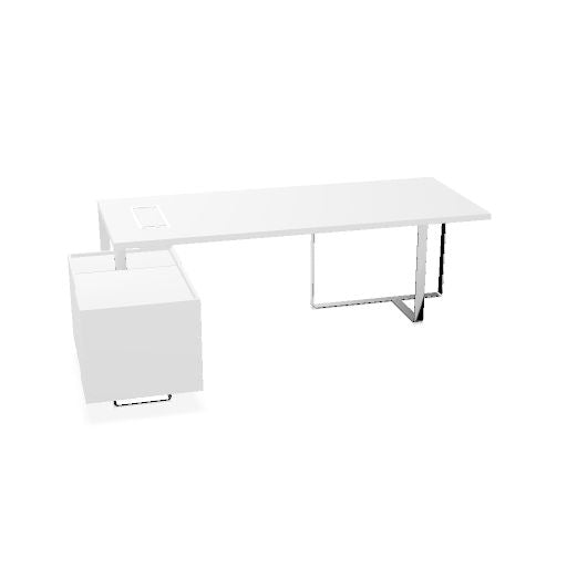 PLANA Chefschreibtisch | 2040-2440 x 750 mm, integriertes Lowboard