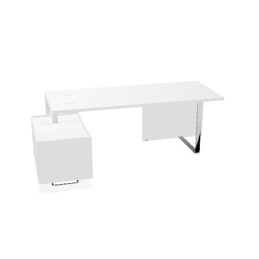 PLANA Chefschreibtisch | 2040-2440 x 750 mm, integriertes Lowboard