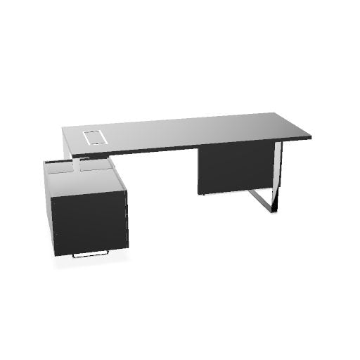 PLANA Chefschreibtisch | 2040-2440 x 750 mm, integriertes Lowboard