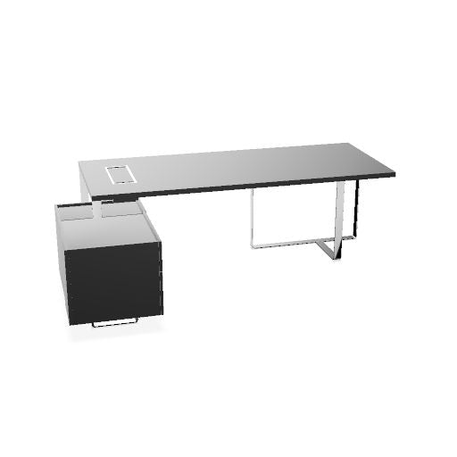 PLANA Chefschreibtisch | 2040-2440 x 750 mm, integriertes Lowboard
