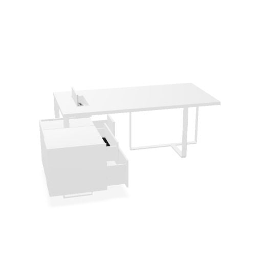 PLANA Chefschreibtisch | 2040-2440 x 750 mm, integriertes Lowboard