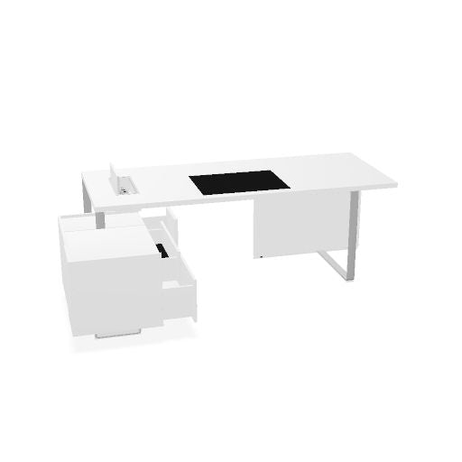 PLANA Chefschreibtisch | 2040-2440 x 750 mm, integriertes Lowboard