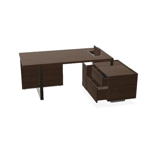 PLANA Chefschreibtisch | 2040-2440 x 750 mm, integriertes Lowboard