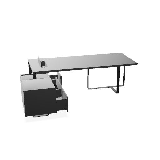 PLANA Chefschreibtisch | 2040-2440 x 750 mm, integriertes Lowboard