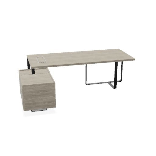 PLANA Chefschreibtisch | 2040-2440 x 750 mm, integriertes Lowboard