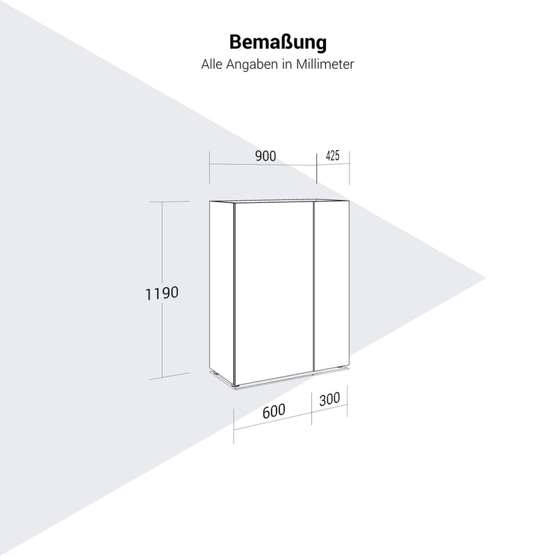 PLANA Flügeltürenschrank | 3OH, 900 x 1190 mm - 15 Main Image